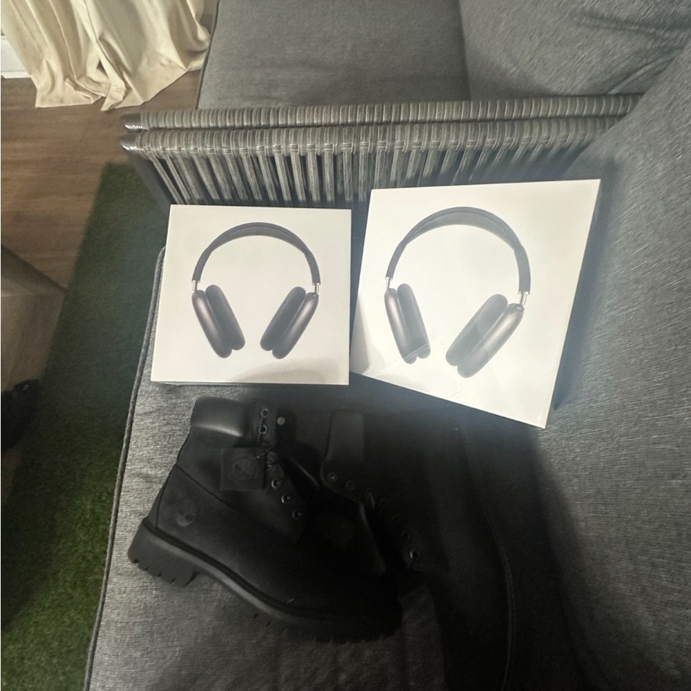 Apple Black Headphones and Boots